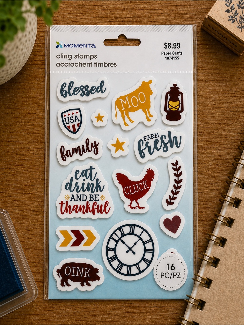 Momenta 16-Piece Farmhouse Barn & Country Farm Cling Stamp Set